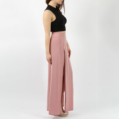 

Ladies Elastic High Waist Loose Bottom Maxi Split Sexy Summer Beach Party Skirt