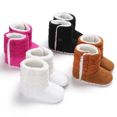 

Baby Girls Cute Color Knit Snow Warm Shoes Winter Soft Sole Prewalker Crib Plush Boots