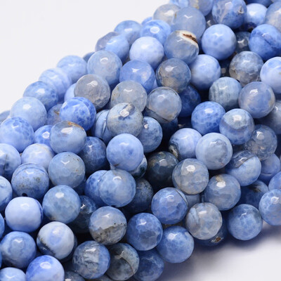 

Dyed Natural Agate Faceted Round Beads Strands CornflowerBlue 8mm Hole 1mm about 48pcsstrand 153"