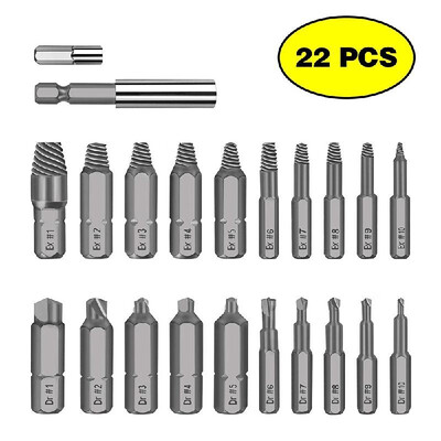

22pcs Werkzeug Damaged Stripped Screw Extractor Set for Broken Screw All-Purpose HSS Broken Bolt Extractor Screw Remover Set with