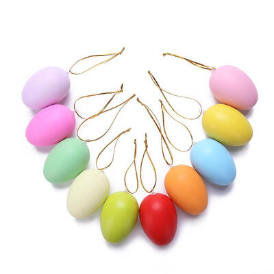 

20pcs Solid Color Easter Hand Painted Eggs Easter Decorative Toys Pendants
