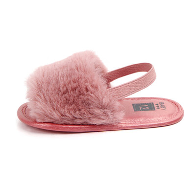 

Baby Infant Girls Soft Sole Shoes Plush Slide Sandal First Walkers Anti-slip Walking Shoes