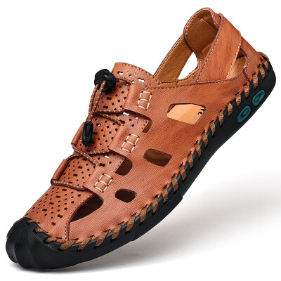 

Mens Sandals Mens 2019 Summer New Leather Baotou Cave Shoes Leather Sandals Mens Sandals 454647 Size