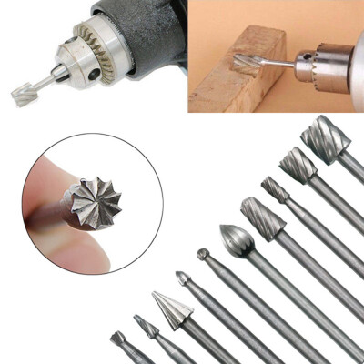 

〖Follure〗Drill Bits Tool For Dremel Set 10 pcs Steel Rotary Burrs High Speed Wood Carving