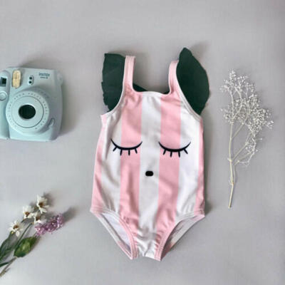 

US Stock Newborn Kids Baby Girl Cartoon Stripe Swimwear Swimsuit Outfits Clothes