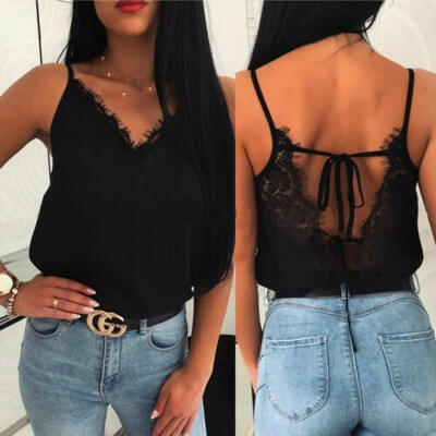 

Women´s Summer Vest Blouse Casual Lace Casual Sleeveless T-Shirt Tank Tops