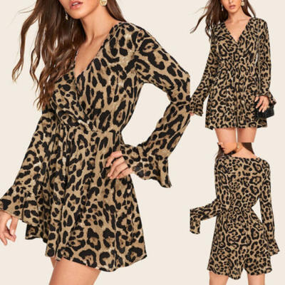 

Women Leopard Print Playsuit Romper Mini Dress Short Jumpsuit Ladies Clubwear