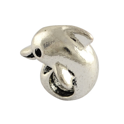 

Tibetan Style Alloy Dolphin European Beads Large Hole Beads Lead Free & Nickel Free Antique Silver 14x14x10mm
