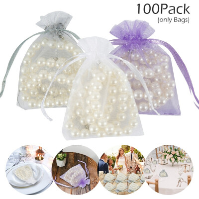 

100 Pack Organza Gift Bags Wedding Favour Bags Jewelry Pouches Candy Bags only Bags