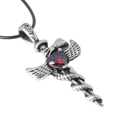 

Titanium for Luxury Chain Hip Hop Snake Jewelry Necklace Pendant Luxury Crystal Punk Leather Red Style Novelty Men Cross