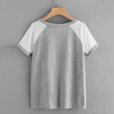 

Nomeni Women Fashion Casual Short Sleeve Geometric Color Tee Blouse Top T-Shirt