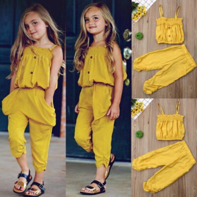 

US Stock Toddler Kids Girls Summer T-shirt Tops Long Pants Outfits Set Clothes