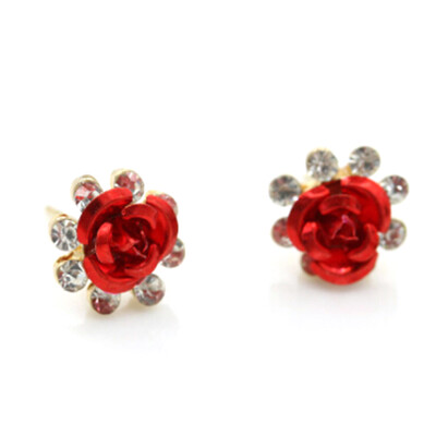 

1 Pair New Women Fashion Diamond-studded Rose Earrings