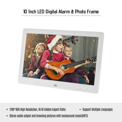 

Andoer 10 Inch Digital Alarm & Photo Frame LED Screen Simple Eletronic Photo Album Support ClockCalendarTime SettingMusicPhoto