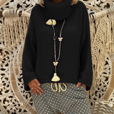 

Womens Knitted Solid Pullover Loose Long Sleeve Sweater Winter Warm Casual Tops