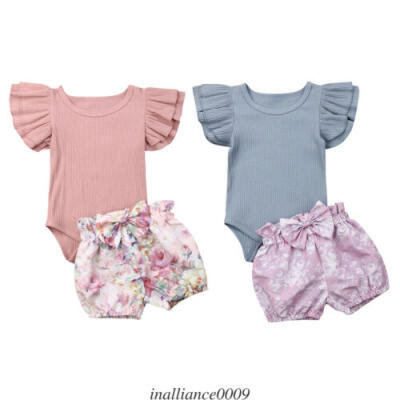 

UK Stock Newborn Infant Baby Girls Tops Romper Floral Shorts Outfits Set Clothes