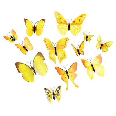 

12Pcs Wall Stickers PVC Butterfly Shape Wall Decal Sticker Home Living Room Nursery Refrigerator Stickers DIY Art Decoration Outdo