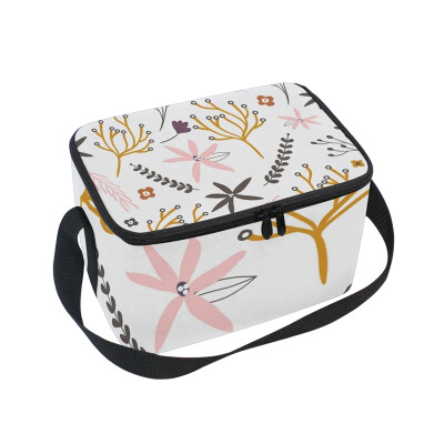 

ALAZA Insulated Lunch Box Flower Print Lunch Bag for Men Women Portable Tote Bag Cooler Bag