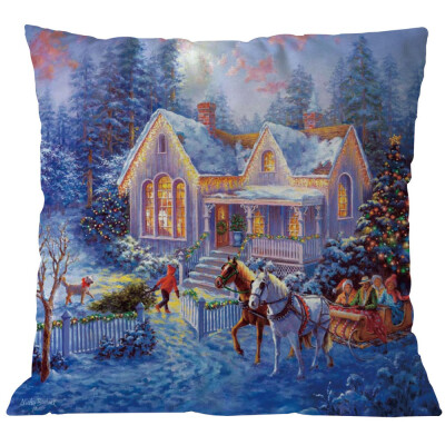 

〖Follure〗Merry Christmas Pillow Cases Linen Sofa Cushion Cover Home Decor Pillow Core