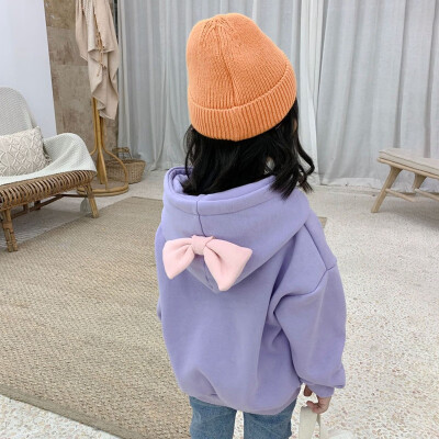 

hoodies for girls 2019 New Autumn Winter Warm Baby Girls Clothes Cotton Hooded Sweatshirt Children Kids Casual Cute Bow Tops