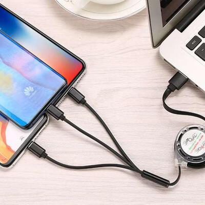 

Micro USB Type-C Lightning 3-in-1 USB Charging Cable 3A For IPhone Samsung Galaxy LG HTC 1m33ft-1m