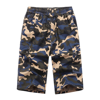 

Tailored Mens Summer Camouflage Printing Loose Belt Drawstring Beach Calf-Length Pants