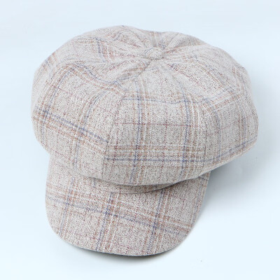 

19 new Cap female Korean version of England retro Plaid Octagon Hat ladies autumn casual painter Hat berets