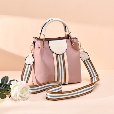 

Bucket bag womens summer high - capacity texture soft leather straps slanting womens one - shoulder fashion