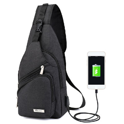 

Portable Mens Chest Bag Outside Leisure Travel Cycling Multi-functional Couples Small Bags with USB Port