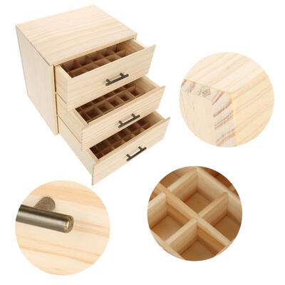 

Greensen 90 Slots Three-tiered Essential Oil Bottle Container Wooden Storage Case Box Organizer