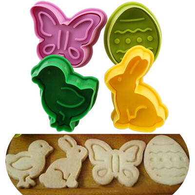 

4pcs set Fondant Cake Cookie Cutter Decoration Baking Tools Easter Eggs Mold