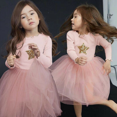 

Girls Bridesmaid Dress Baby Star Kid Party Tulle Skirt Wedding Dress Princess