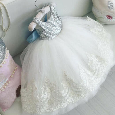 

US Toddler Kids Baby Girls Lace Bowknot Dress Party Prom Bridesmaid Tutu Dresses