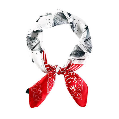 

Fashion Teenage Girls Floral Print Scarf Silk Collar Scarves Casual Decor