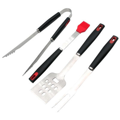 

4pcs Stainless Steel Barbecue Grill Set Tong Brush Fork Spatula BBQ Tools