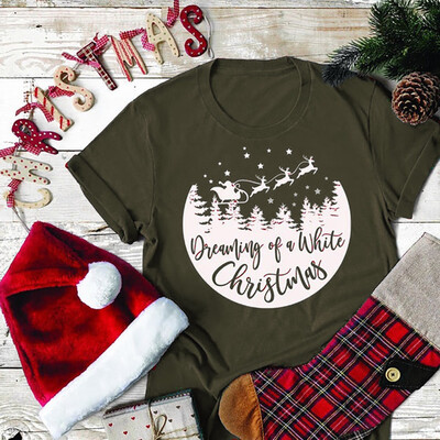 

Tailored Womens Christmas Letter Printed Short Sleeve T-Shirt Tops Blouse
