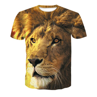 

3D Lion Print Men\s Casual Short Sleeve Graphic T-shirt