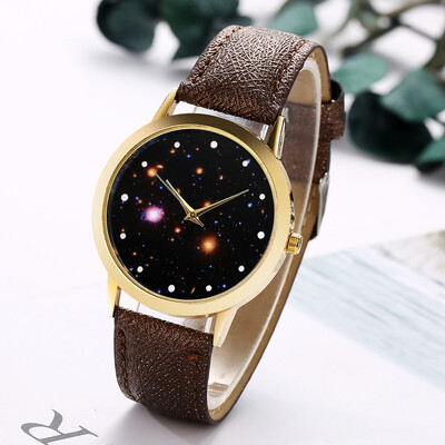 

Hot Sale Women Watches Starry Sky Dial Ladies Quartz Analog Wristwatch Featured Leather Strap Fashion Clock Gift Montre Femme