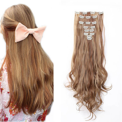 

8 PcsSet Fashion Long Curly Wavy Straight Clip In Hair Extension Sexy Heat Resistant Party Hair Natural Synthetic Hair For Women