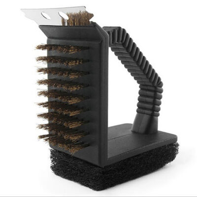 

1pc BBQ Copper wire Cleaning Brushes Long Handle Stainless Steel Barbecue cleaning brush black kitchen utensil