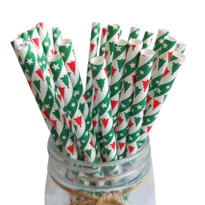

Christmas Paper Drinking Straws Disposable Tableware Red Happy Birthday Wedding Decorations Party Supplies Favor Girl& Party