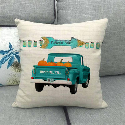 

Halloween Thanksgiving Cotton Linen Pillow Case Pumpkin Pillow Set Pumpkin Truck Maple Leaf Cushion Cover