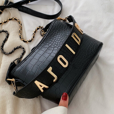 

French minority bag 2019 new Korean version of the flavor of crocodile lines one - shoulder oblique satchel wave bag