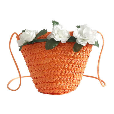 

Straw Woven Flower Decor Sweet Shoulder Handbags Women Small Crossbody Bags