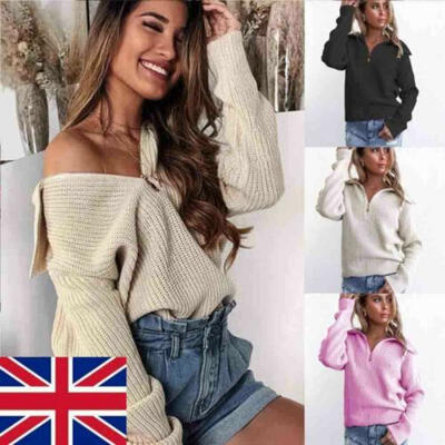 

Womens Winter Casual Fluffy Fleece Sweater Tops Ladies High Neck Pullover Jumper