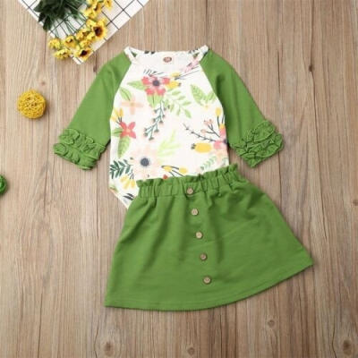 

2Pcs Cute Newborn Infant Baby Girl Clothes Floral Romper Bodysuit Skirts Outfit