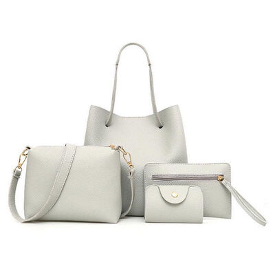 

2018 New Style Fashion Solid 4 Pieces Women PU Leather Handbag Lady Shoulder Bag Tote Purse Satchel Set