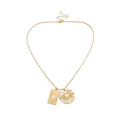 

Vintage Relief Star Pendant Necklace for Women Creative Cancer Constellation Gold Silver Long Sweater Chain Necklace