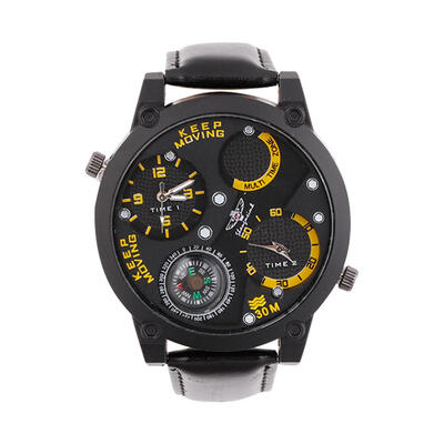 

Men Quartz Wristwatch PU Leather Strap Big Dial Casual Quartz Sports Watch