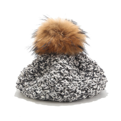 

Tailored Fashion Women Winter Knit Hat Foxes Ball Collar Set Thick Warm Solid Earmuff Hat